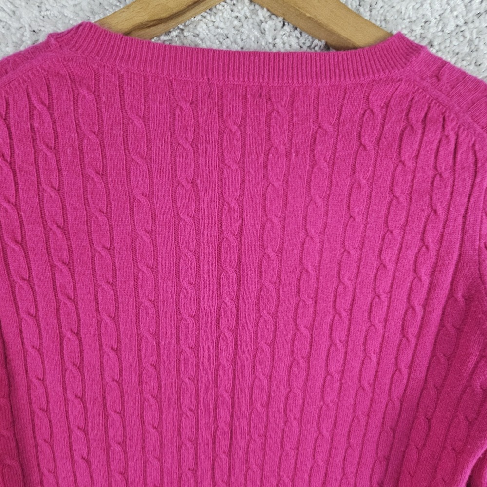 J. Crew Pullover Cable Knit Sweater Size Small Wool Blend Fuchsia Hot Dark Pink - Picture 11 of 14